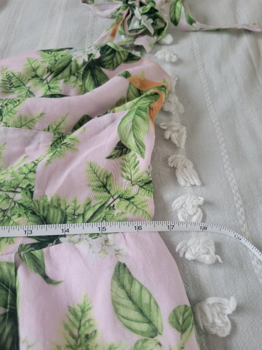 Aqua Citrus Print Tiered Midi Cotton Flowy Wedding Guest Garden Party Dress L - Picture 6 of 9